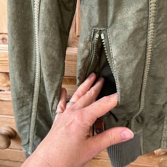 Women's Bench Small‎ Green Washed Cotton Full Zip Jacket - Picture 6 of 7